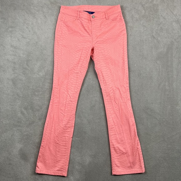 Doncaster Y2K Snakeskin Embossed Bootcut Pants 4P Pink Coral Cotton Animal Print — photo 2